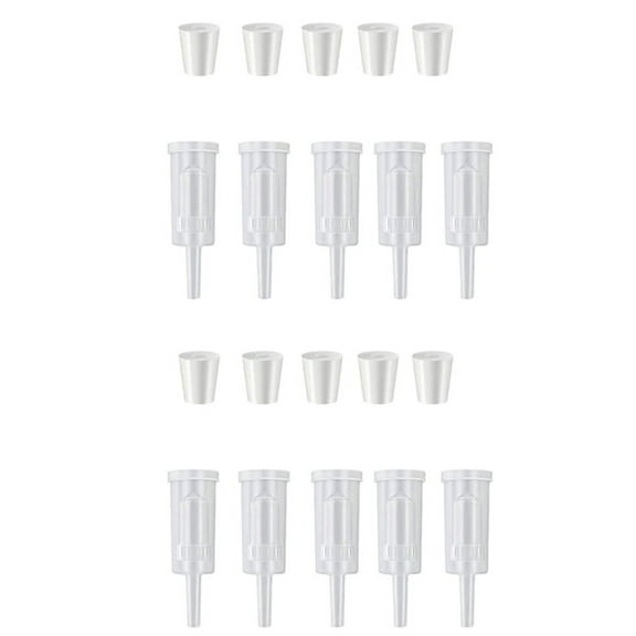 10 Pack Exhaust Seal Valve with Rubber Airlock Stopper Twin Airlock for Wine Making, Beer Brewing Glass Carboy Fermenter,10 x exhaust valve 10 x No. 3 perforated corks,white