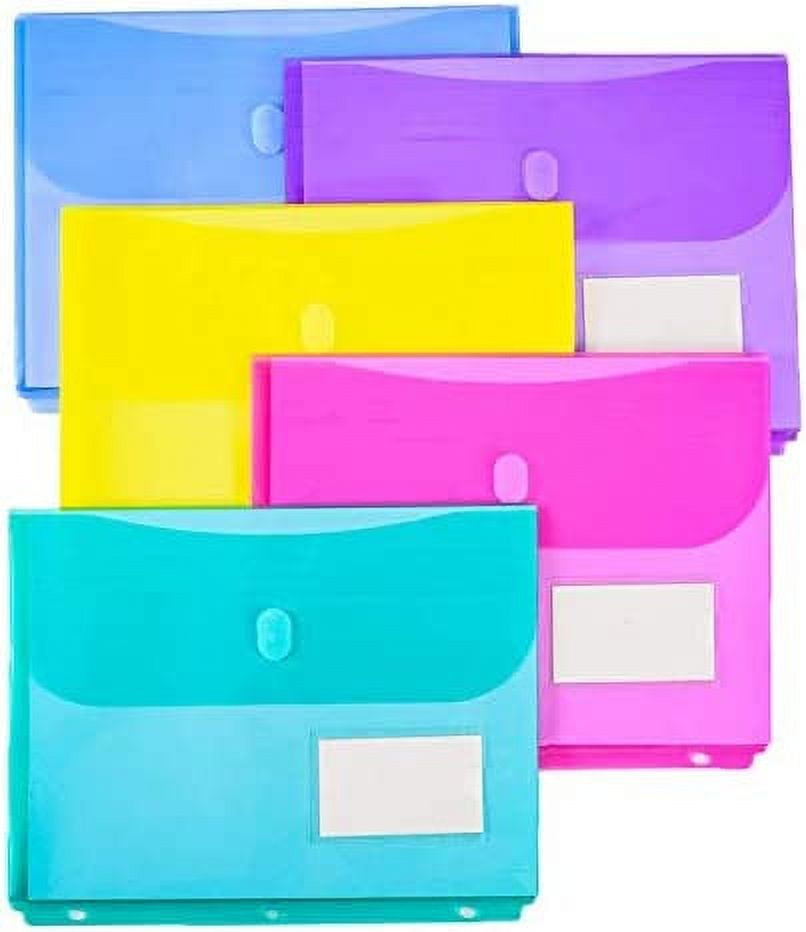 10 Pack Expandable Poly Binder Pocket with 1Inch Gusset, Side Loading