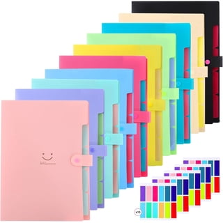 10 Pack Expanding File Folders,A4 Letter Size Accordion Document Organizer,Expandable File Folder with Snap Closure,Accordion Folder with 5 Pockets,120 Labels for School Office,12 Colors