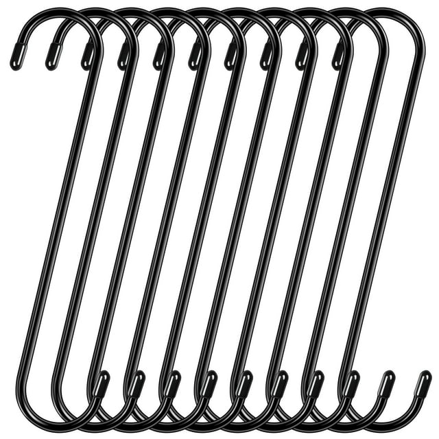 10 Pack Extra Large S Hooks, 10 Inch Heavy Duty Long S Hooks for Hanging Plants Baskets Bird ...