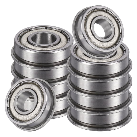 10 Pack FR4ZZ Flanged Ball Bearings, 1/4" x 5/8" x 10/51" Double Shielded Chrome Steel Deep Groove Bearing, ABEC5