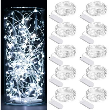 10 Pack Fairy Lights Battery Operated, 6.6ft 20 LEDs Waterproof Mini Fairy String Lights for Wedding Party Bedroom Patio Christmas Decor, Cool White