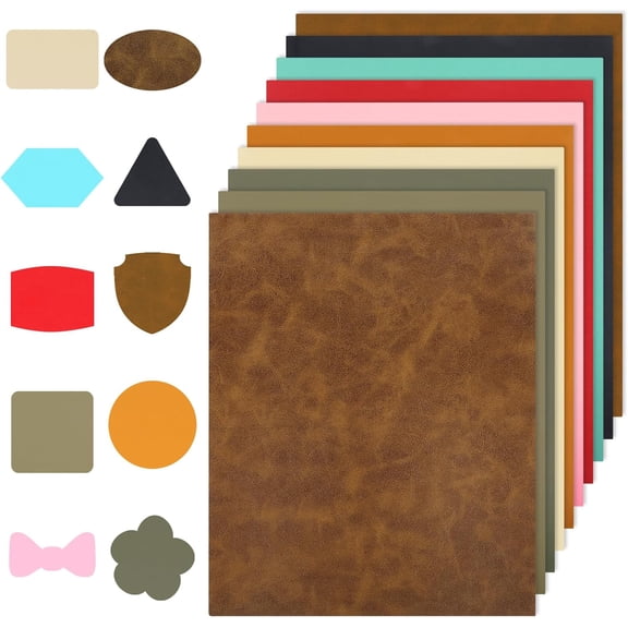 10 Pack Faux Leather Sheets 12.6 X 10.2 Inch Double Sided Leatherette Sheets for Laser Engraving, 10 Colors Leather Sheet for Leathers Working Patches for Iron-On Hats Cap Jacket Backpack