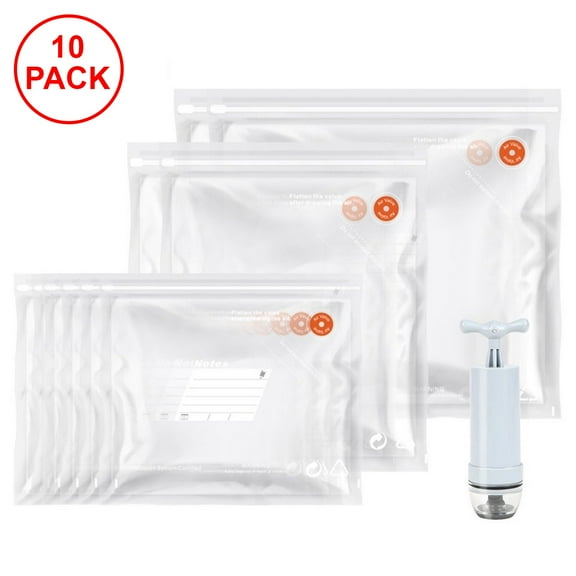 10 Pack Felji Food Vacuum Sealer Bags with Hand Pump, BPA-Free, Compatible to Food save saver Sous Vide, Refill Bags with Unique Multi-Layer Construction
