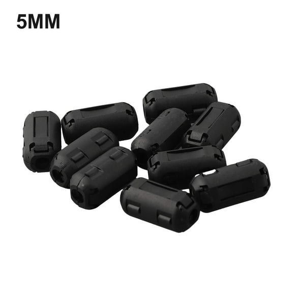 10 Pack Ferrite Core Noise Suppressor Filter Rings for 5mm Cables, RFI for EMI Clip On Chokes for USB, Audio, Video, Power Lines to Reduce Interference in Black(5mm)