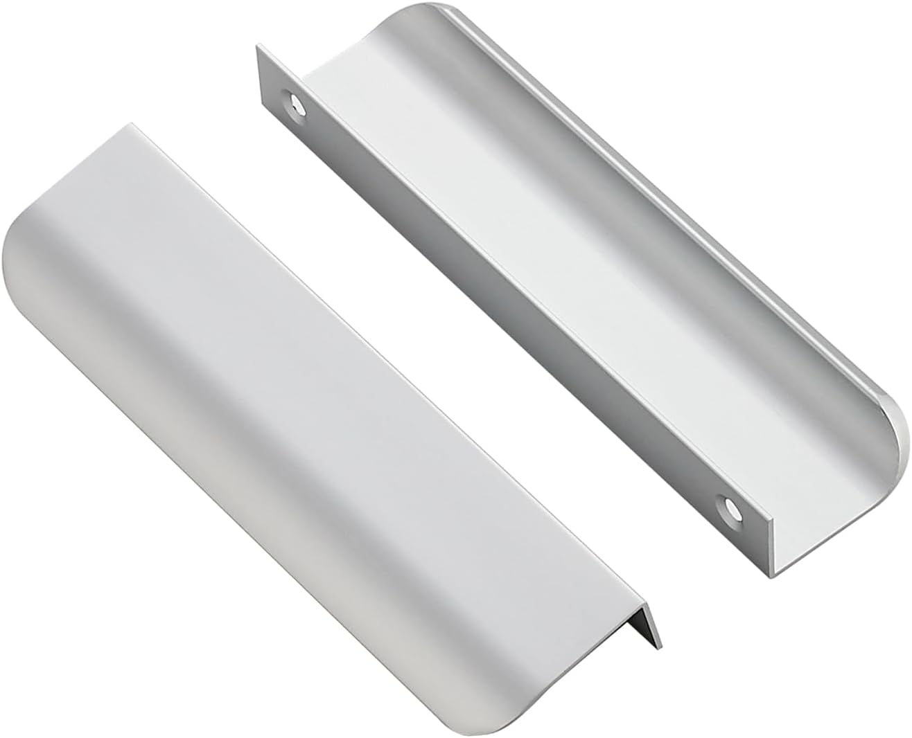 10 Pack Finger Pulls for Cabinets 128mm/5 Hole Center Tab Cabinet Handle Silver Finger Edge Pulls Concealed Handles