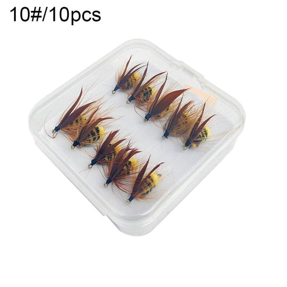 10 Pack Fishing Flies, High Carbon Steel Realistic Insect Lures for Trout Bass Panfish, Multiple Sizes