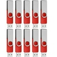 Image 1 of 5 for 10 Pack Flash Drive 128MB Bulk USB 2.0 Memory Sticks, Swivel Thumb Drives 128 MB Red Pen Drive for Small Data Storage, Zip Drive Multipack Jump Drive Embroidery Machine Promotional Gift