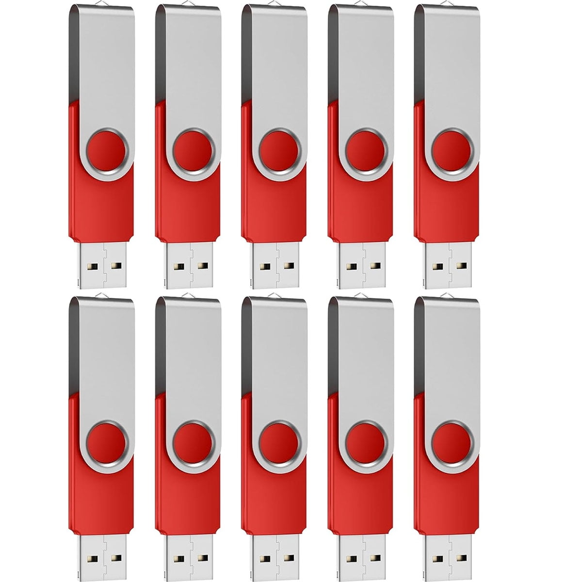 10 Pack Flash Drive 8B Bulk USB 2.0 Memory Sticks, Swivel Thumb Drives 8GB Red Pen Drive for Small Data Storage, Zip Drive Multipack Jump Drive Embroidery Machine Promotional Gift