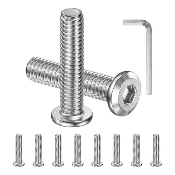 10-Pack Flat Head Socket Cap Screws, 5/16-18x1-1/2" 304 Stainless Steel Hex Drive Fastener Kit with Hex Key for Machine/Furniture/Automobile/Marine, Full Thread UNC Hexagon Bolts