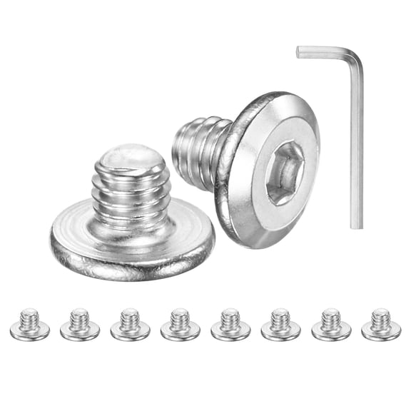 10-Pack Flat Head Socket Cap Screws, M6x6mm 304 Stainless Steel Hex Drive Fastener Kit with Hex Key