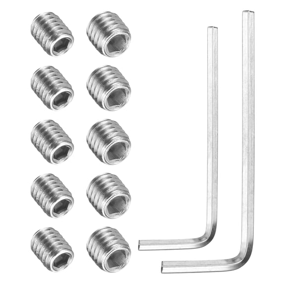10 Pack Flat Point Set Screws, M4 & M5 Stainless Steel Hex Socket Grub Screw with Hex Wrench Faucets Replacement Repair Kit for Handle Faucet One Handle Lavatory, Silver