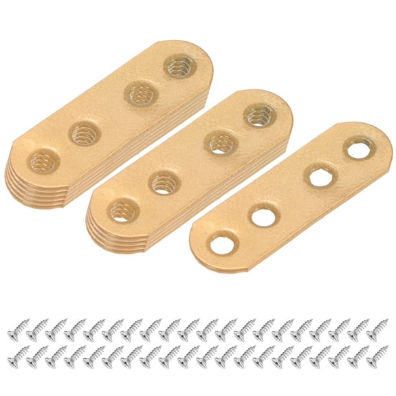 10-Pack Flat Straight Brackets, 2.17 x 0.71 Inch Flat Bracket Mending for Wood Furniture/ Timber PC Case Holder, Plate Furniture Brace [Gold]