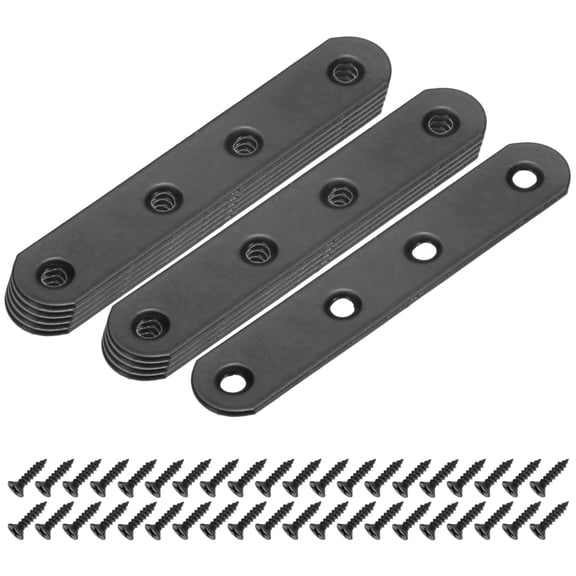 10-Pack Flat Straight Brackets, 3.74 x 0.71 Inch Flat Bracket Mending for Wood Furniture/ Timber PC Case Holder, Plate Furniture Brace [Black]