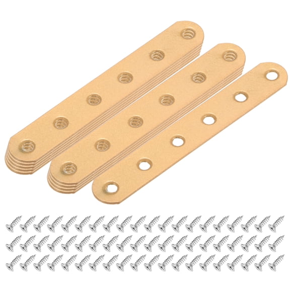 10-Pack Flat Straight Brackets, 4.53 x 0.71 Inch Flat Bracket Mending for Wood Furniture/ Timber PC Case Holder, Plate Furniture Brace [Gold]