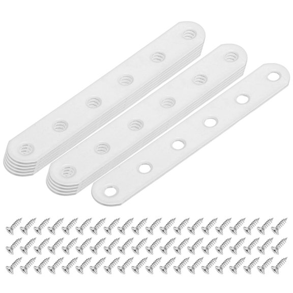 10-Pack Flat Straight Brackets, 4.53 x 0.71 Inch Flat Bracket Mending for Wood Furniture/ Timber PC Case Holder, Plate Furniture Brace [White]