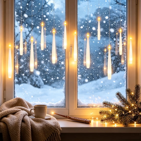 10 Pack Floating Candles with Wand Remote Flameless Hanging Taper Candles, Flickering Warm LED Light Battery Operated for Halloween Indoor Ceiling Decor, Hallway Bedroom Party Display