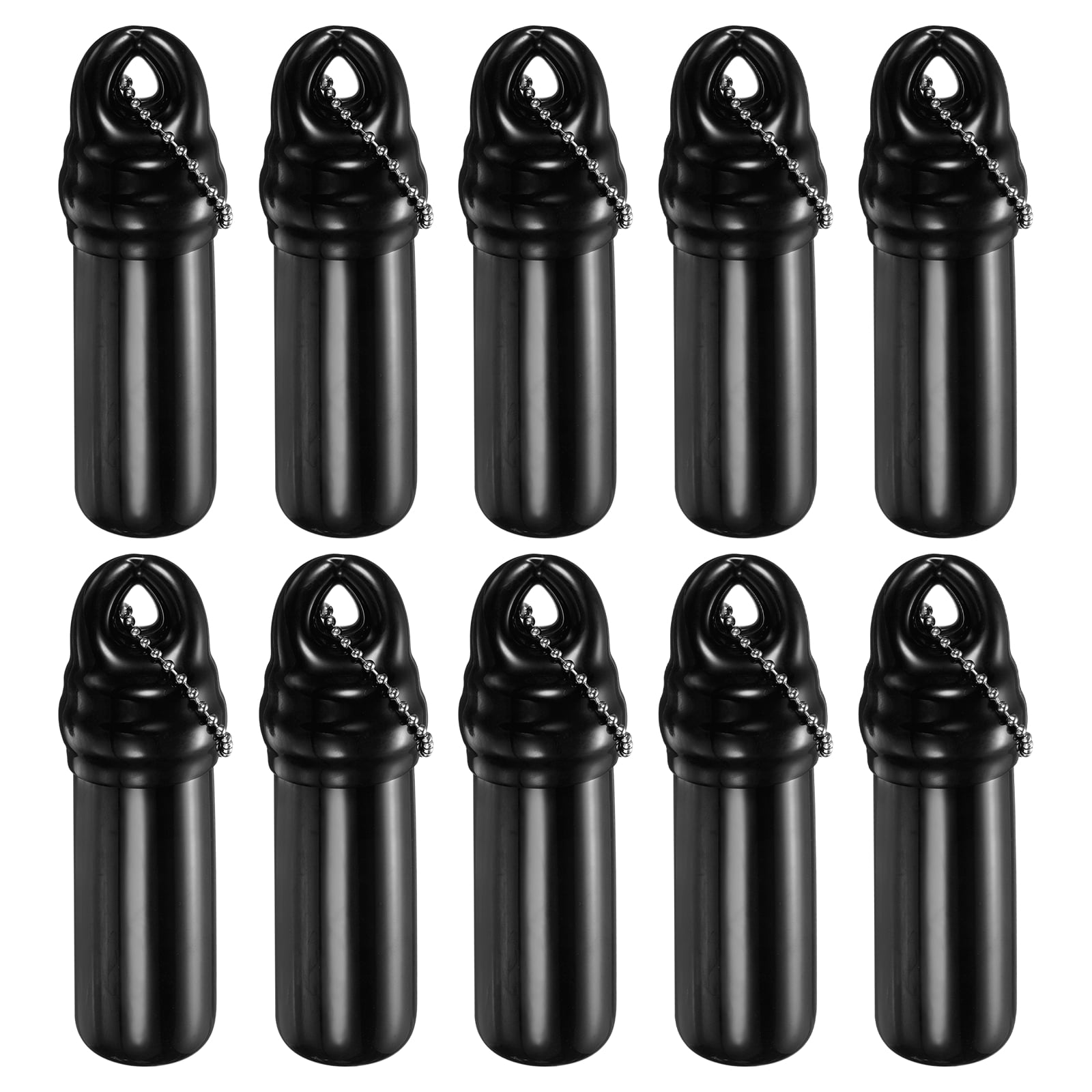 10 Pack Floating Keychain, Float Key Ring Holder with Waterproof Container, Float Key Pendant for Boating, Fishing, Water Sports, Black