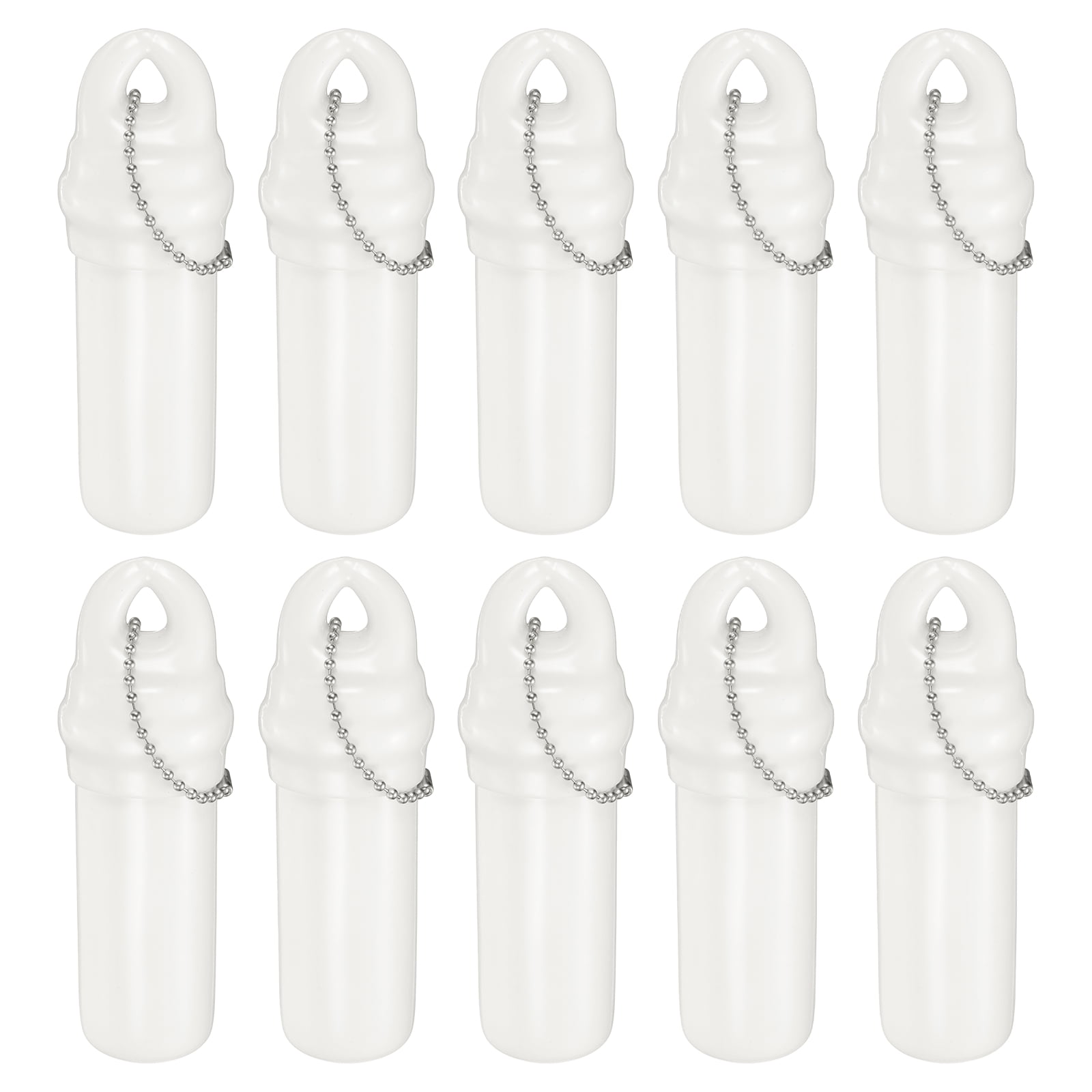 10 Pack Floating Keychain, Float Key Ring Holder with Waterproof Container, Float Key Pendant for Boating, Fishing, Water Sports, White