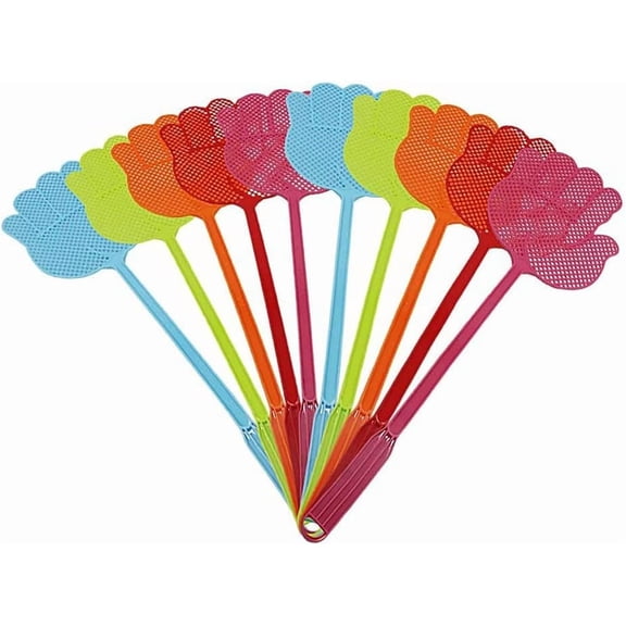 10 Pack Fly Swatter Multi-Colors Plastic Handle V7023
