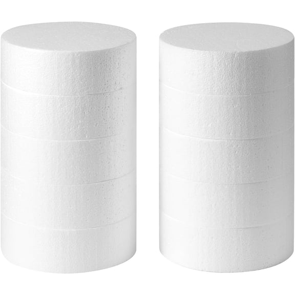 10-Pack Foam Circles for Crafts 6 Inch (2" Thick), Polystyrene Round Foam Disc (662 in) for DIY Projects, Cakes and Decorations, Sculpture, Modeling, Arts and Crafts Supplies.(White)