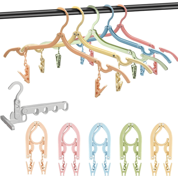 AOBAIWO Foldable Travel Clothes Racks with 20 clips and 2 hangers,Home Foldable Clothes Drying Racks 10Pack