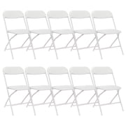 Set of 10 Folding Chairs Stackable Wedding Party Event Chair With Plastic Seat and Back for Adults, White