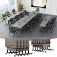 thumbnail image 1 of 10 Pack Folding Conference Table, 61 Inch Mobile Training Table with Wheels,Business Style Flip Top Seminar Tables for Small Office Meeting Room Classroom（Elm）, 1 of 8