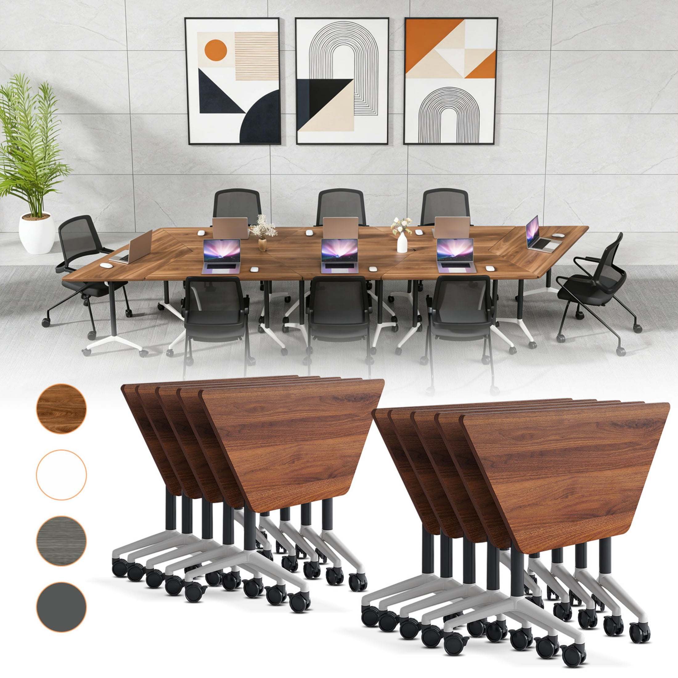 10 Pack Folding Conference Table,Conference Room Tables with Wheels, 47 ...