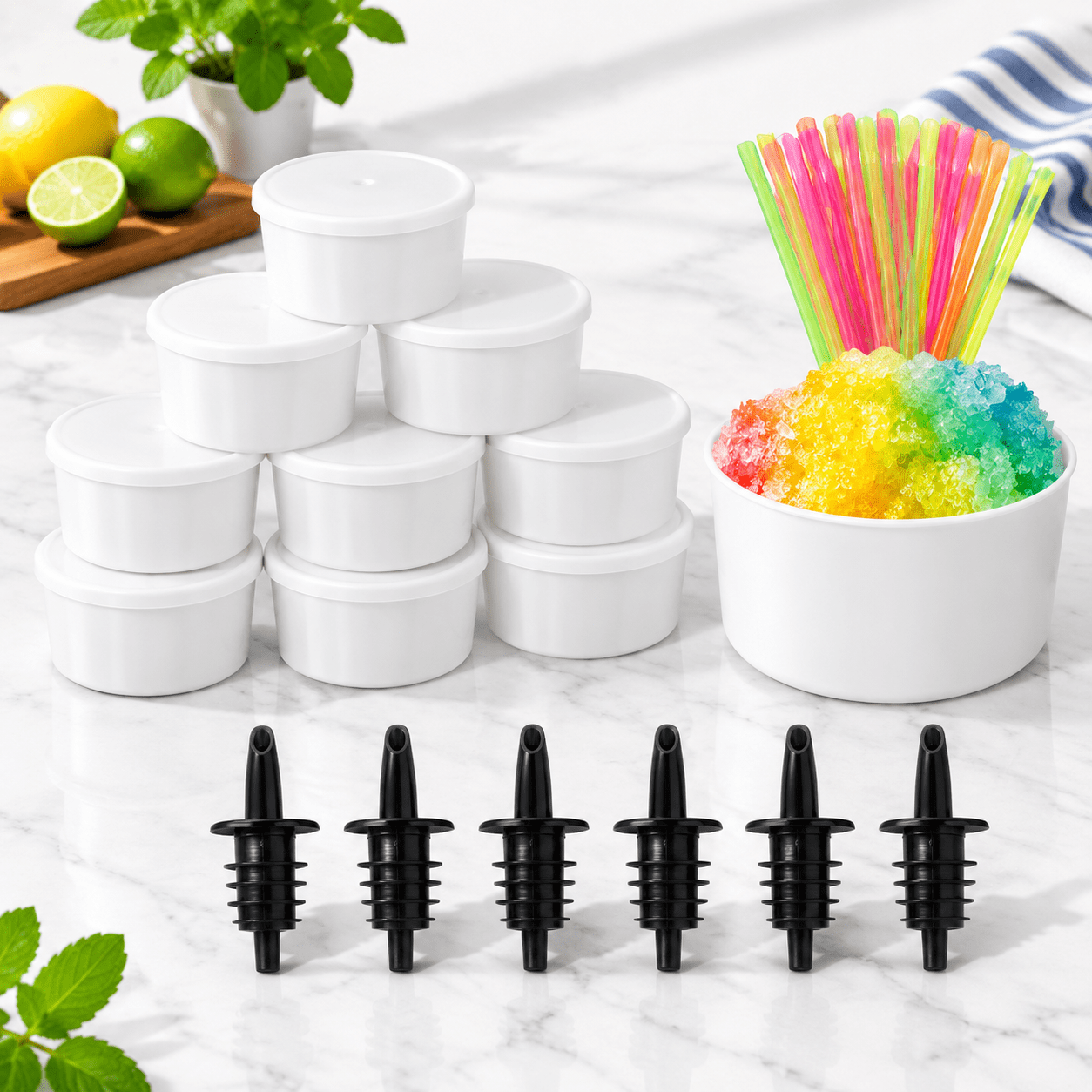 10-Pack Food-Grade PP Ice Cube Molds with Lids, 6 Syrup Pourers, 50 ...