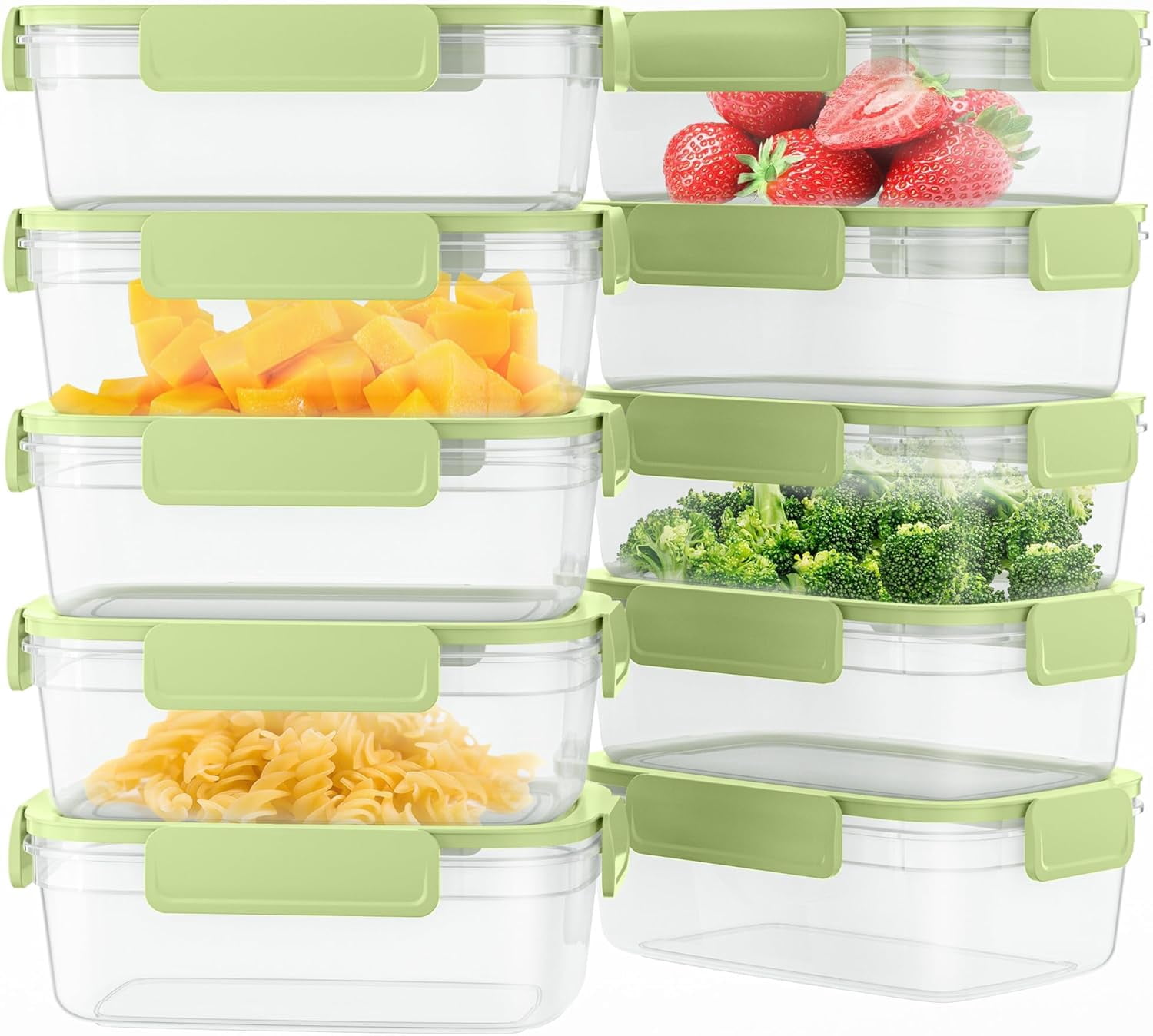 10-Pack Food Storage Containers with Airtight Leakproof Lids, BPA-Free ...