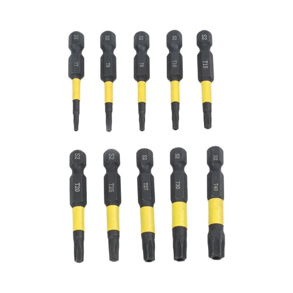 10-Pack For TORX Screwdriver Bits Set TT7-TT40, 2 Inch Alloy Steel Star Bits With Magnetic Tips For Electronics Auto DIY