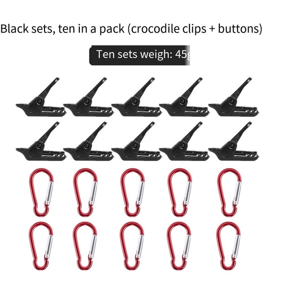 10-Pack ForAlligator Clips - Tent Windproof Hooks with Fasteners