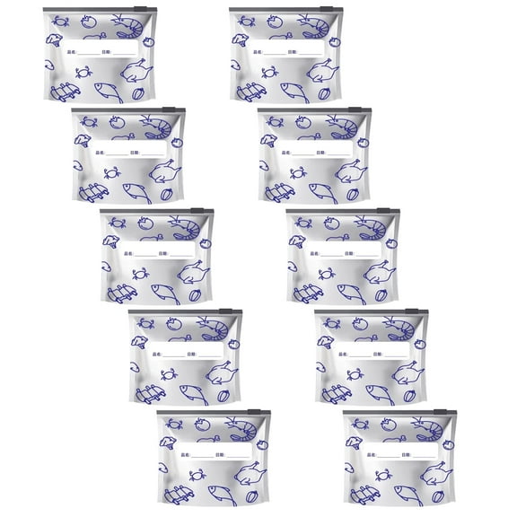 10 Pack Freezer-Safe Zippered Aluminum Bags Portable Storage for Vegetables, Lunch & Kitchen Use