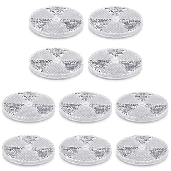 10 Pack Front Round Reflector for Driveway Fence Gate Posts Trailers Safety Automobiles Boats Mailboxes Reflector with Center Mounting Hole(White)