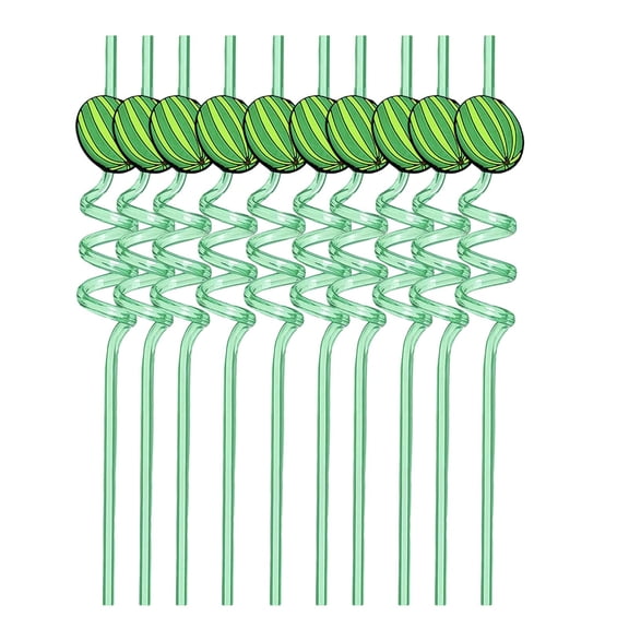 10-Pack Fruit Themed Spiral Drinking Straws with Decorative Charms, Reusable Party Favor Supplies for Bar Accessories and Summer Events Drinking Straws #A4 L_041