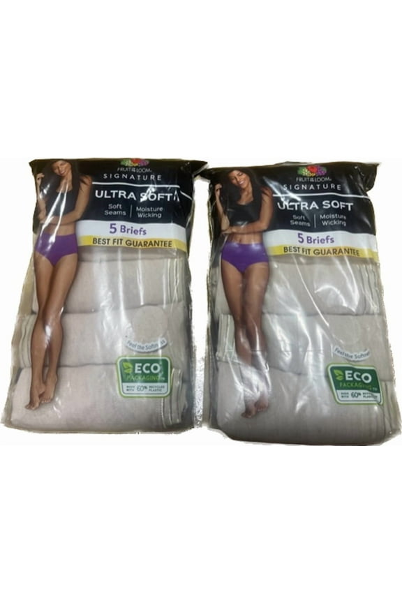 10 Pack Fruit of the Loom SIgnature Brief Ultra Soft Cotton Blend Moisture Wicking Beige Panties, 6