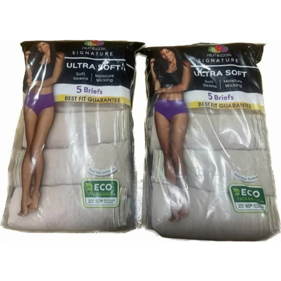 10 Pack Fruit of the Loom SIgnature Brief Ultra Soft Cotton Blend Moisture Wicking Beige Panties, 7