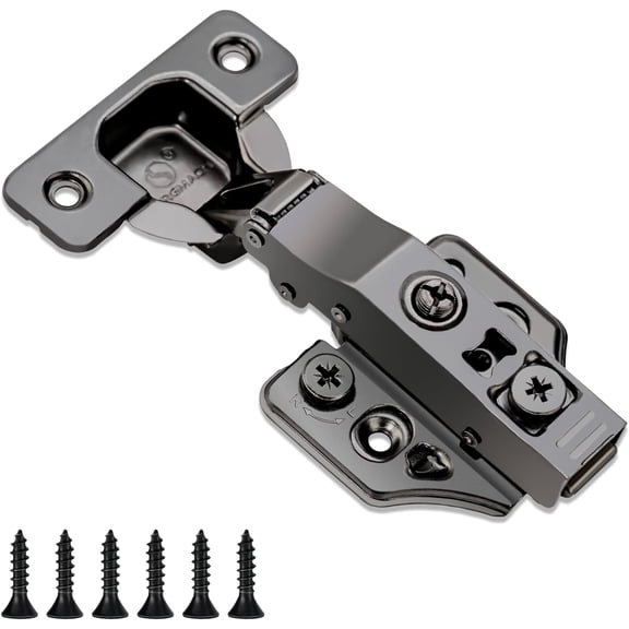 10 Pack Full Overlay Soft Close Cabinet Hinges 105° Frameless 3 Way Adjustable Kitchen Cabinet Door Hinges with Screws Black