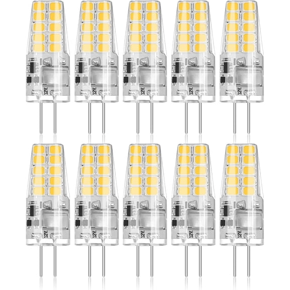 10 Pack G4 LED Bulb 2W Equivalent 30W 3000K Warm White 250 Lumens 360Beam Angle, T3 Halon Bulb Replacement Landscape Bulbs, AC/DC 12V Led Lights G4 Bi-Pin Base for Outdoor Landscape Lighting