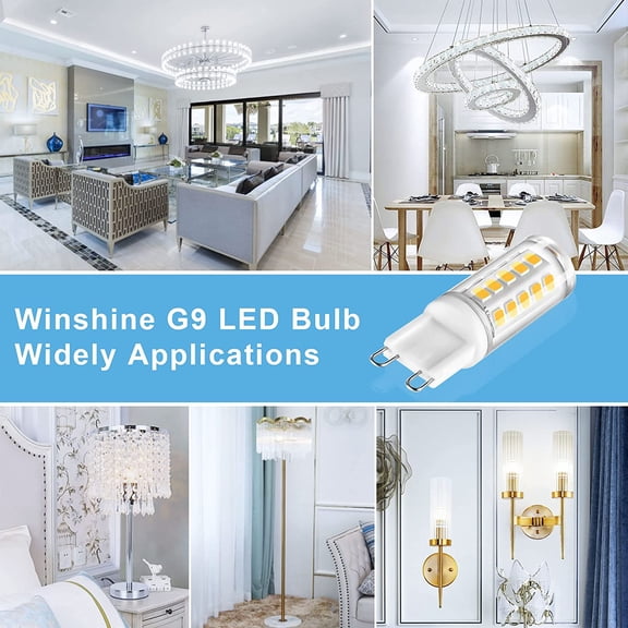 10 Pack G9 LED Bulb Bi Pin Base, 6000K Daylight 4W (40W Halogen Equivalent) T4 G9 Base Llight Bulbs for Chandeliers, 360 Beam Angle, 400LM, Non-dimmable for Home Lighting