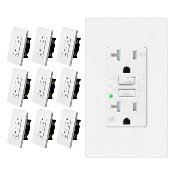 10 Pack GFCI Outlet 20 amp gfi Electrical Outlet 20 amp Outlet, Self-Test per 2 min, UL Listed, Outdoor gfci Outlet Ground Fault Circuit Interrupter Receptacle Outlet, Home Bathroom Kitchen