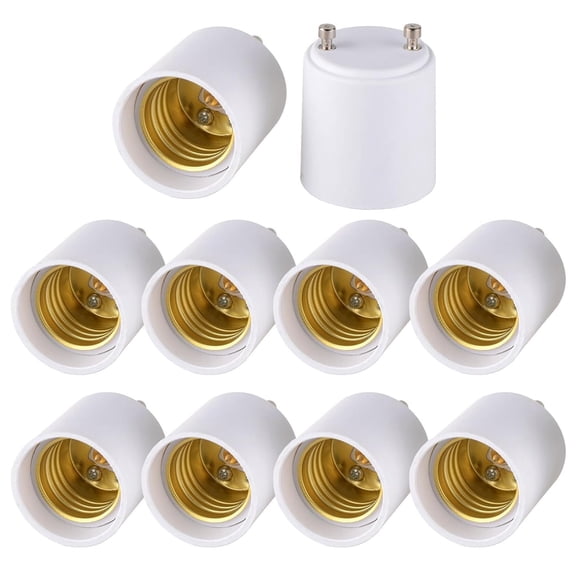 10-Pack GU24 to E26 Adapter, 600W 320F Heat Resistant Socket Converter, High Power GU24 Bulb Base to E26/E27 Medium Socket, for Halogen/Incandescent/LED Bulbs