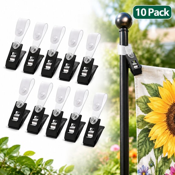 10 Pack Garden Flag Clips,Adjustable Windproof Fasteners,For Outdoor Yard Garden Flagpole