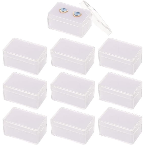 10 Pack Gemstone Display Box White Diamond Display Case Acrylic Jewelry Storage Box with Clear Lids for DIY Gems Coins Diamond Gift Packing 2.2x1.5x1.1