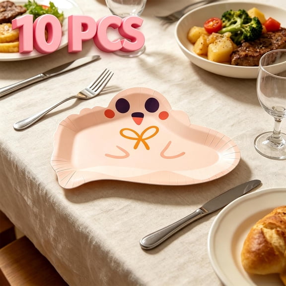 10 Pack Ghost Shaped Disposable Paper Plates, Cute Spooky Die Cut Halloween Snack Plates, Indoor Outdoor Halloween Decorations, Halloween Party Supplies for Candy Cake Treats, Holiday Table Favors
