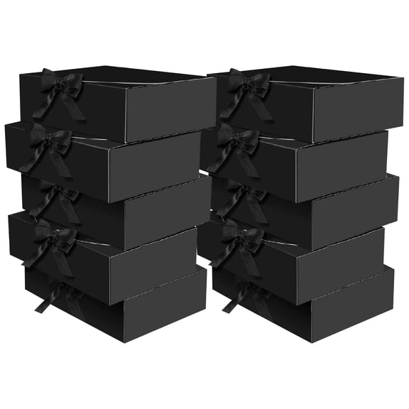10 Pack Gift Boxes with Lids & Ribbon, 6.5x6.5x1.97Inch Small Gift Boxes for Bridesmaid Proposal, Wedding, Birthday, Christmas, Party Favor Packaging