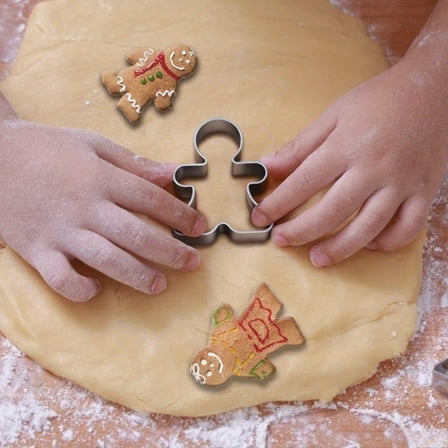10-Pack Gingerbread Man Cookie Cutters - Christmas Holiday Baking Tools for Homemade Cookies & Treats