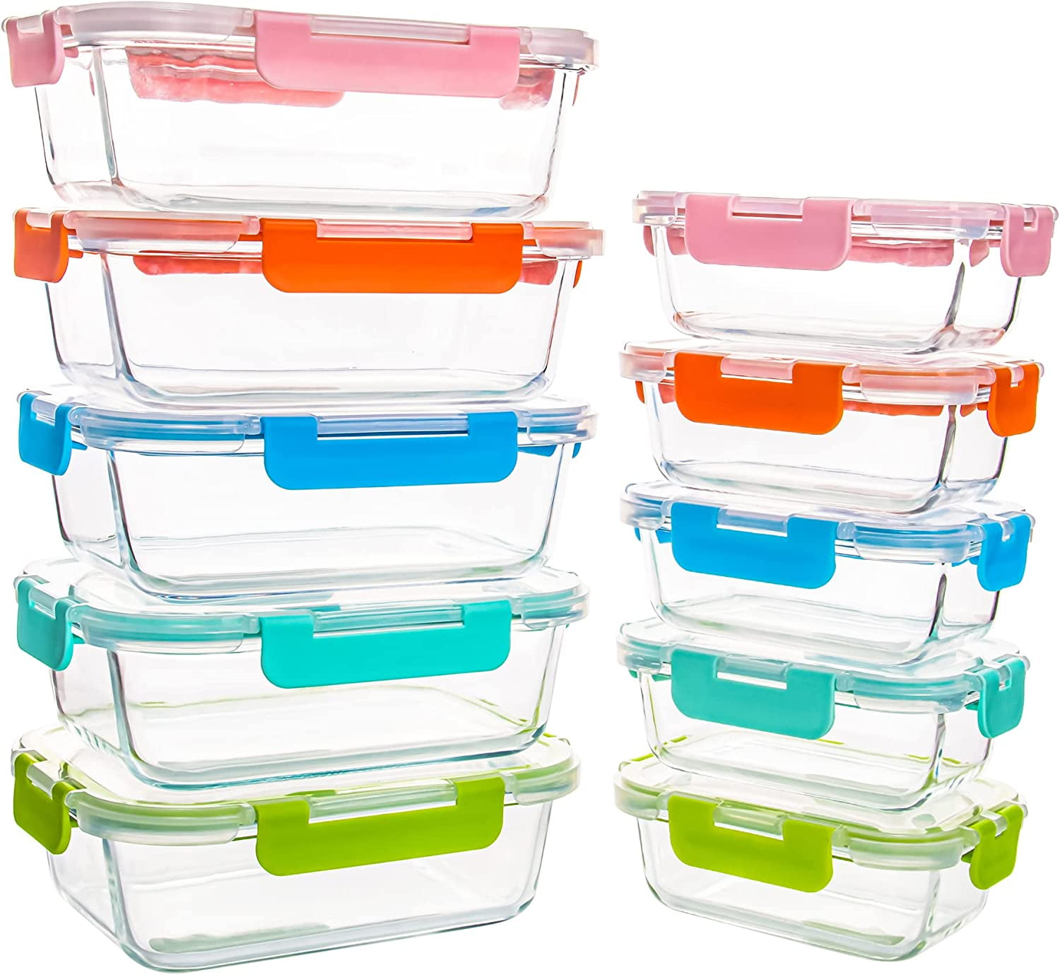 10 Pack Glass Food Storage Containers, Glass Meal Prep Containers with