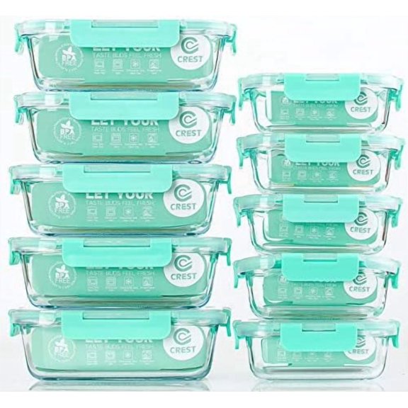 [10-Pack] Glass Food Storage Containers with Lids, Airtight, BPA Free, Meal Prep Containers for Kitchen, Home Use